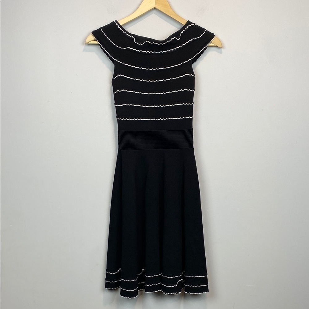 Ted Baker Black and White Fit and Flare Midi Dress